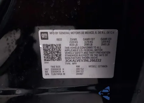 2022 GMC Terrain Awd Slt из США, поврежденный, VIN 3GKALVEV3NL266222